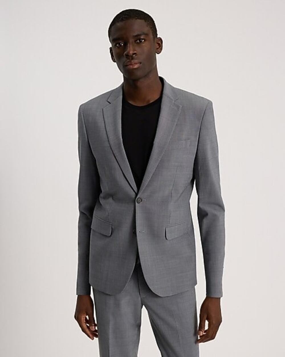 NWT Express Extra Slim Modern Tech Suit Jacket Gray Wool Blend 40R Stretch